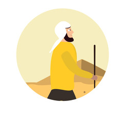 silhouette of a person in desert. vector illustration