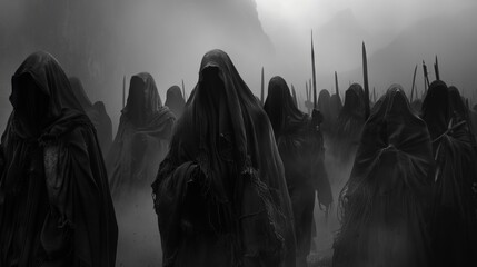 An army veiled in darkness, to the beat of ancient skins, across the threshold of night