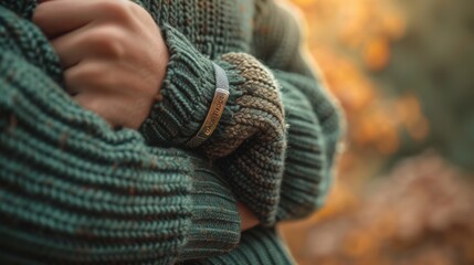 Poignant capture of Parkinson's medical alert bracelet, highlighting the patient's silent struggle against a warm backdrop. This image serves as an educational beacon of Parkinson's Awareness Month.