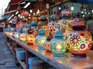 Table filled with vibrant vases in various sizes and colors