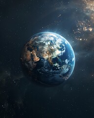earth in space in the center of the frame
