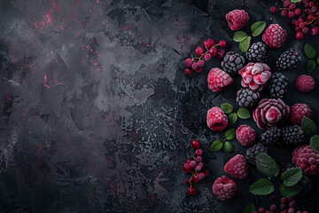 background with raspberry and blackberry