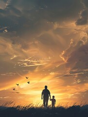 Father Day Poster design, copy space - generative ai