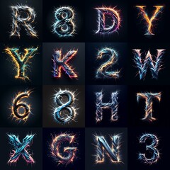 Fototapeta premium lightning and bolts lettering. AI generated illustration