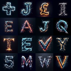 lightning and bolts lettering. AI generated illustration