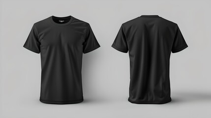 Black T-shirt Mockup Front and Back View. Clean Simple Design. Ideal for Branding and Apparel Marketing. Display Your Design with Style. AI