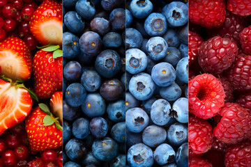 Close-up of Fresh Berries Including Strawberries, Blueberries, and Raspberries