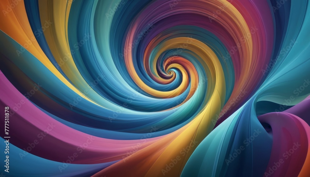 Poster a digital artwork featuring a vivid spiral drawing the eye inward with its colorful and hypnotic pat