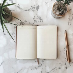 a journal with family goals and reflections, fostering mental health, minimalist backdrop