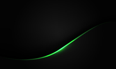 Abstract green line light curve on black with blank space design modern luxury futuristic background vector - 777513279
