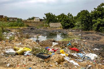 Garbage thrown in a public place in Thies, Senegal