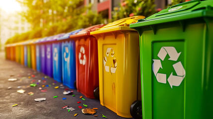 Bins for sorting and recycling waste in the backyard.