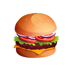 Vector burger illustration. Realistic fast food