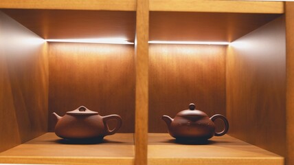The display of tea sets and furniture in a Chinese tea house