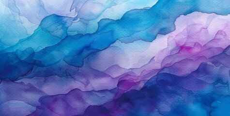 Abstract Blue and Purple Watercolor Background with Soft Textured Texture It includes shades of purple, blue, teal, and other cool tones creating a dreamy atmosphere Generative AI