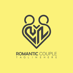 Couple love Heart symbol ALL letter logo icon design template. May be used in medical, dating, Valentines Day and wedding design.