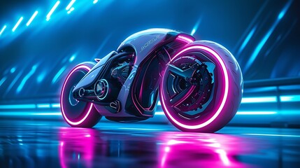 a visually stunning illustration of a futuristic bike powered by artificial intelligence,...