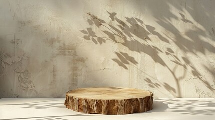 minimal round wooden stump stage