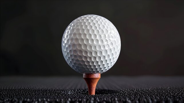 Precision and Beauty of a Golf Ball:Extreme Close-Up of Dimpled Surface with Glossy Finish on Tee