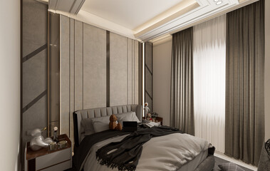 3d render of luxury hotel room