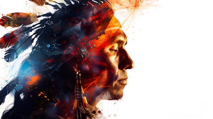 Isolated Native American Man, National Day, Generative Ai
