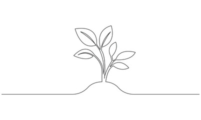 Vector continuous one simple single abstract line drawing of growth tree concept of nursery business