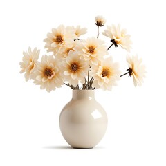 white flowers in vase isolated on transparent background

