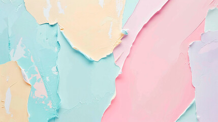 Mixtures of paints in pastel tones peeling off, an overlapping of colors. - obrazy, fototapety, plakaty