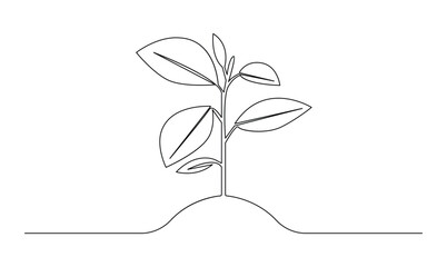 Vector continuous one simple single abstract line drawing of growth tree concept of nursery business