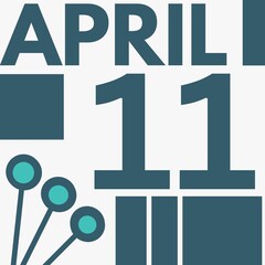 April 11 . flat Modern style calendar .date ,day, month .flat Modern style calendar for the month of April