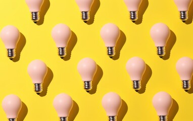 Pattern of light bulbs on a yellow background