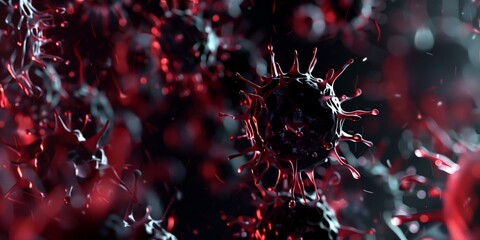 Detailed illustration of a spike protein virus in a microscopic view - obrazy, fototapety, plakaty