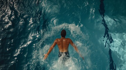a man is swimming in the pool doing the butterfly stroke
