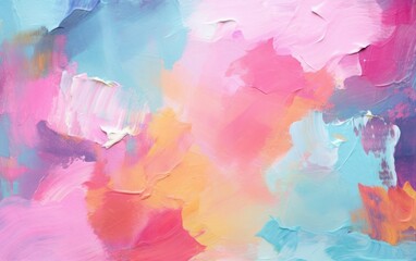 Vibrant abstract pink and blue oil painting