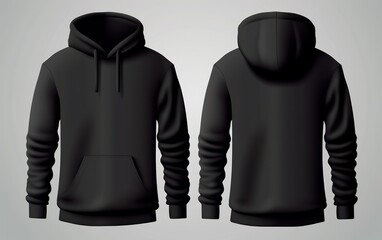 Black hoodie mockup front and back view