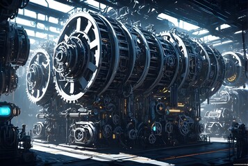 Abstract futuristic and high-tech concept art of an industrial mechanism