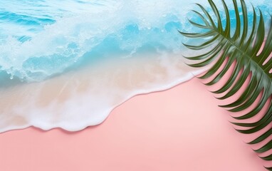 Bold Palm Leaf Overlapping Ocean and Sand