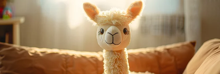 Tuinposter  Adorable Llama Plush Toy- A Symphony of Colors and Creativity, perfect for Kids and Collectors © Martha
