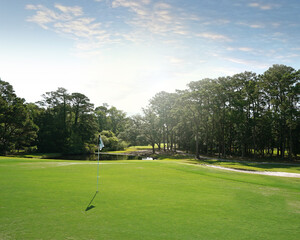 Golf course green in Oak Island , Brunswick County, North Carolina