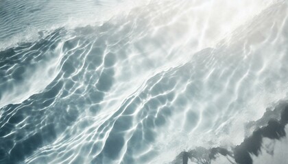 Ripple water texture on white background. Shadow of water on sunlight. Mockup for product spa or travel background. Marble blue water surface as wallpaper background