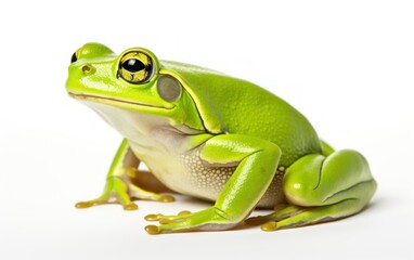 Vibrant green tree frog sitting still