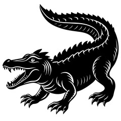 crocodile silhouette vector illustration,turnstone house,Cute cartoon dragon characters,Holiday t shirt,Hand drawn trendy Vector illustration,svg crocodile face,dragon on black background
