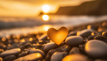 Heart shaped pebbles across the coastline