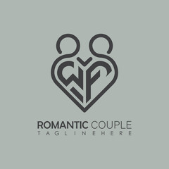 Couple love Heart symbol ALL letter logo icon design template. May be used in medical, dating, Valentines Day and wedding design.