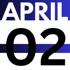 April 2 . Modern gradient style calendar .date ,day, month .Modern gradient style calendar for the month of April