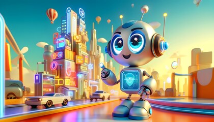 Robot Tour Guide in Neon City