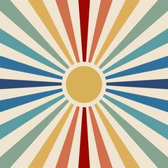 Colorful sun background, solar vector illustration, solar rays, sunlight wallpaper.