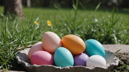 Fototapeta na wymiar easter eggs in the grass