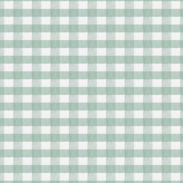 Mantel de tela a cuadros verde gris&aacute;ceo y blanco para picnic. Tejido de dise&ntilde;o a cuadros chicos.