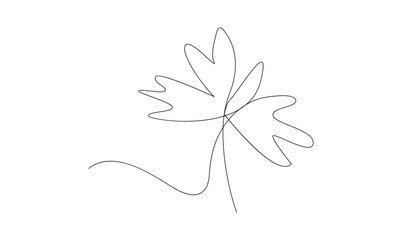 Vector continuous one simple single abstract line drawing of leaf isolated on a white background